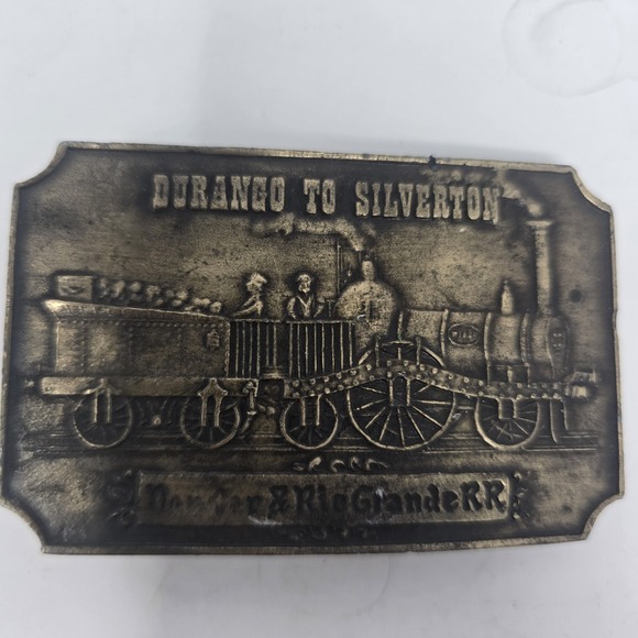 The Unbranded Brand Other - Vintage Durango to Silverton Denver & Rio Grande Railroad Brass Belt Buckle 1-36